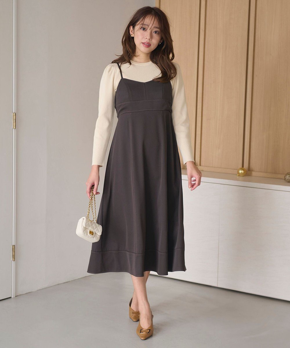 Feroux 【新色追加・洗える】バックリボン キャミワンピース 