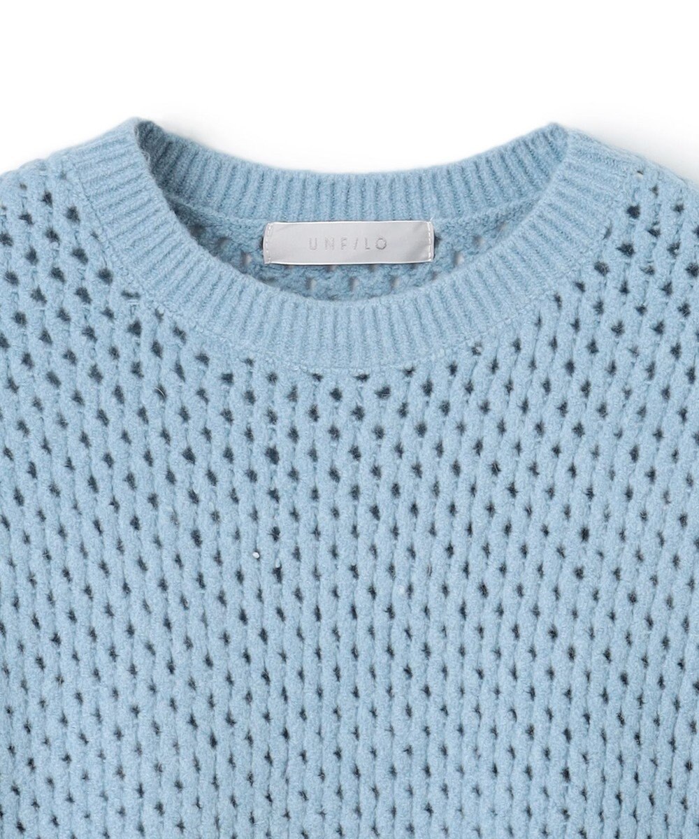 UNFILO L 【野呂佳代さん着用】ふわふわニット メッシュプルオーバー 