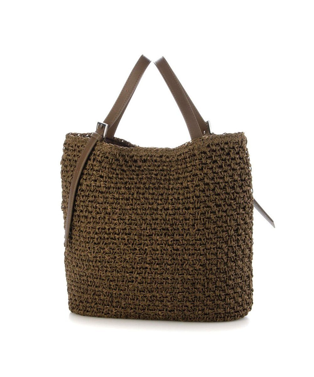 UNBILLION カシュカシュ cachecache / ベルトハンドル地柄編みトート カゴバッグ 