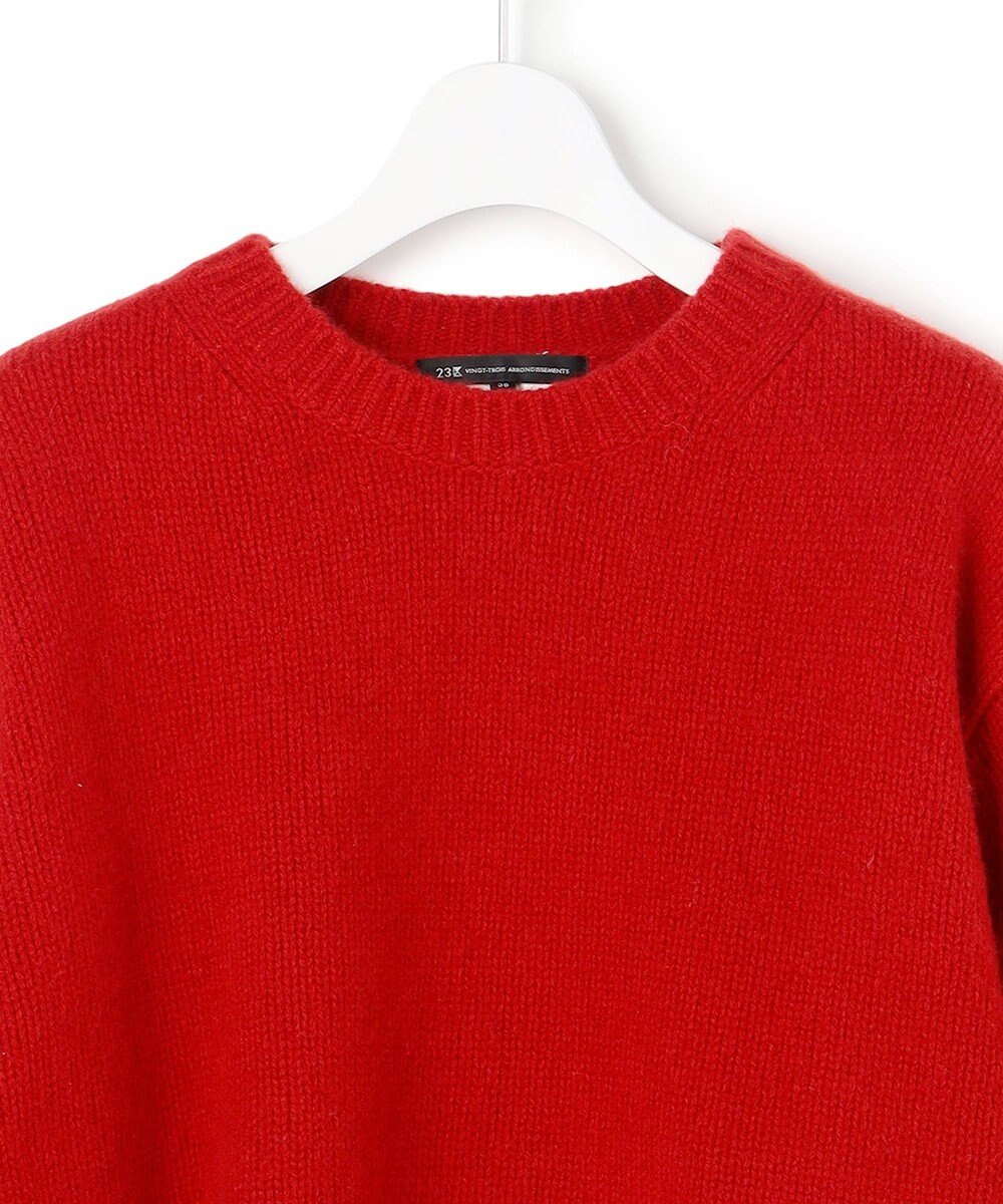 23区 L 【滝沢眞規子さん着用/洗える】レーシーヘムデザイン パフスリーブ ニット 