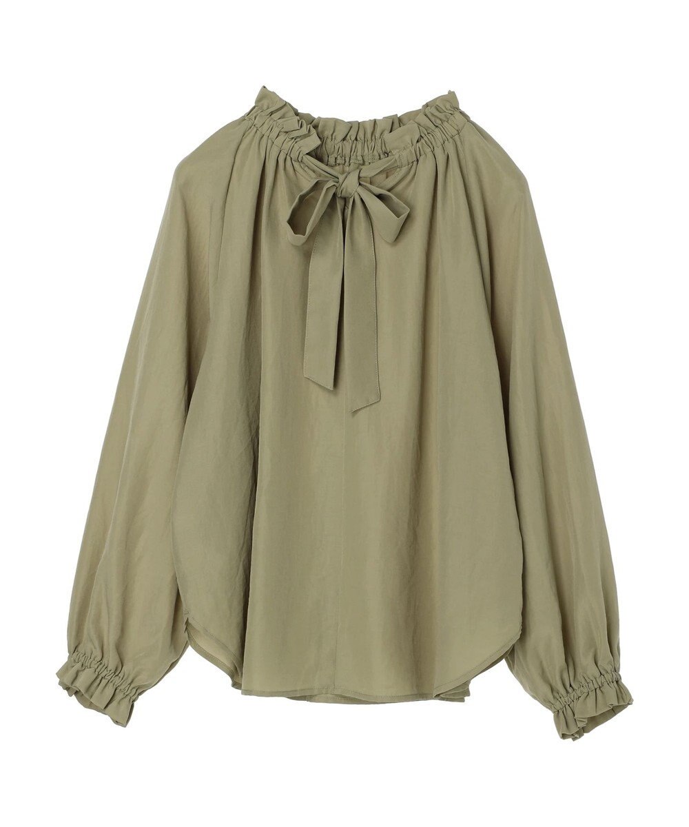 Green Parks スタンドフリルボウタイブラウス 