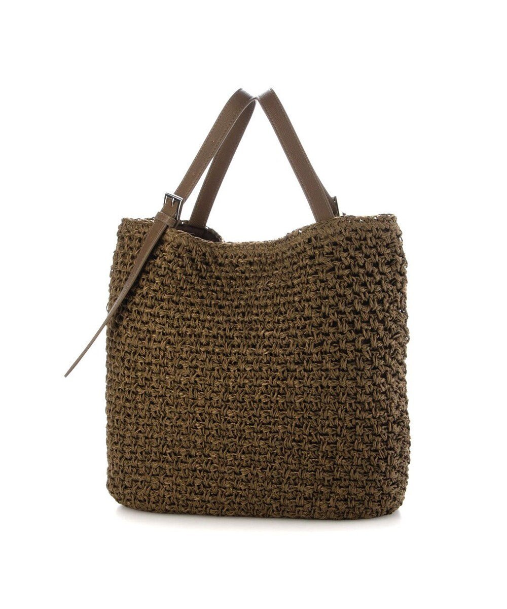 UNBILLION カシュカシュ cachecache / ベルトハンドル地柄編みトート カゴバッグ 