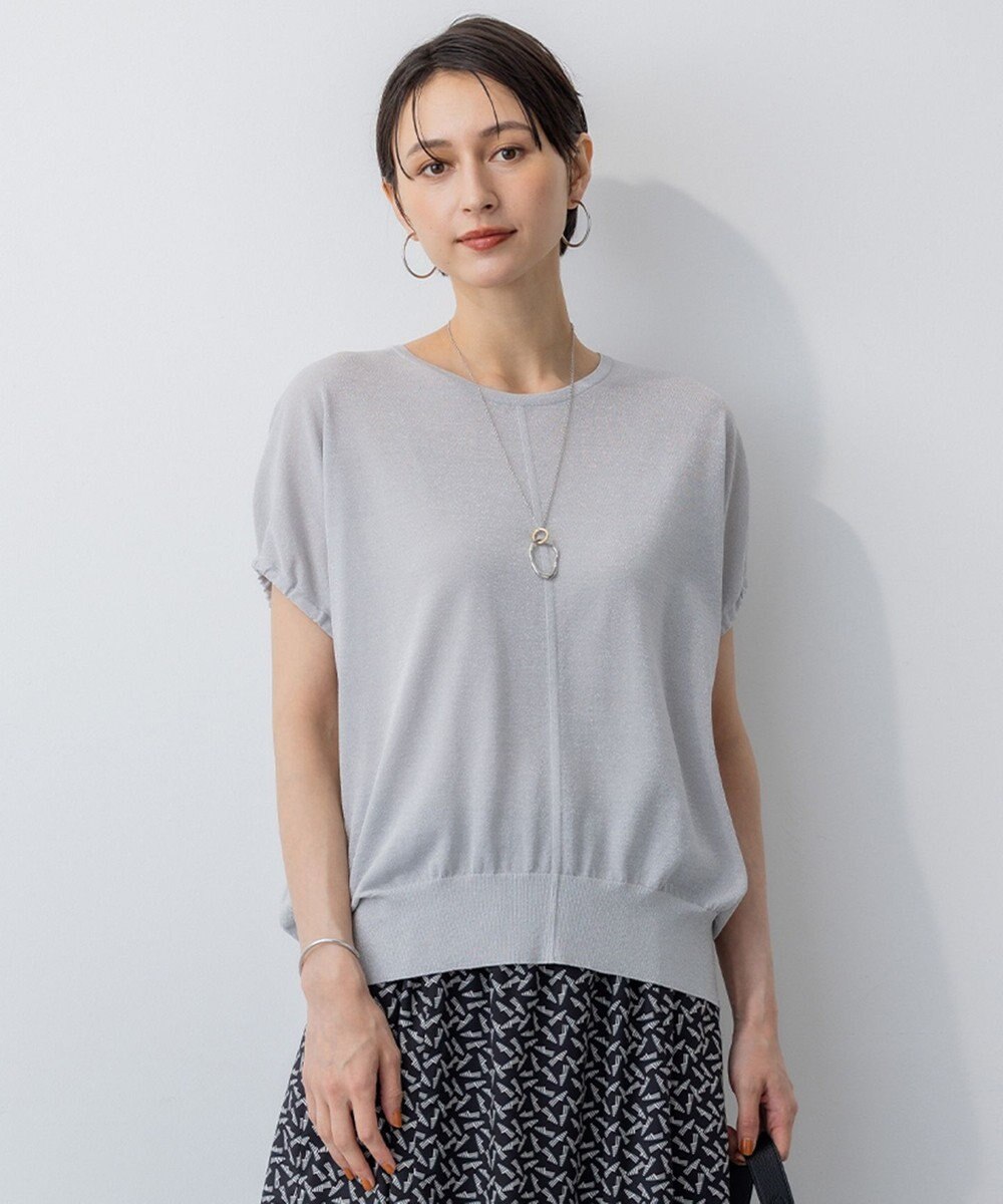 23区 L 【洗える】クリスピーシアールレックス ギャザースリーブ ラメ ニット 