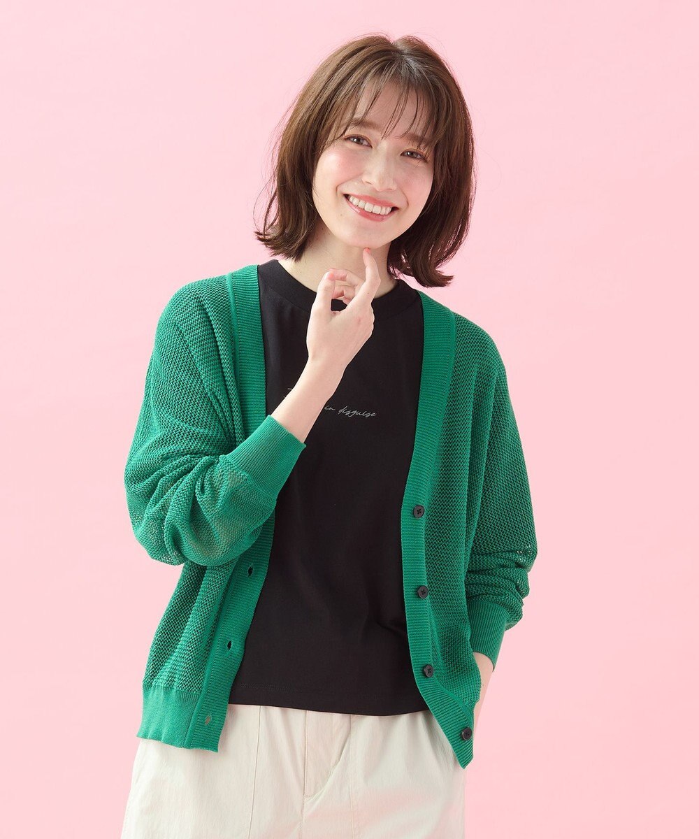 ANY L メッシュＶネックニットカーディガン 