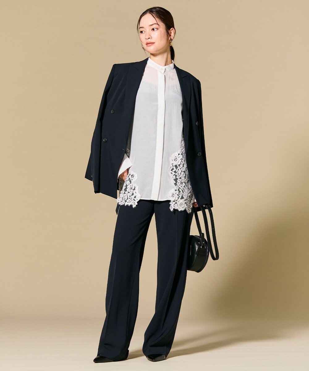 BEIGE， GALENA / コットンレースバンドカラーシャツ 