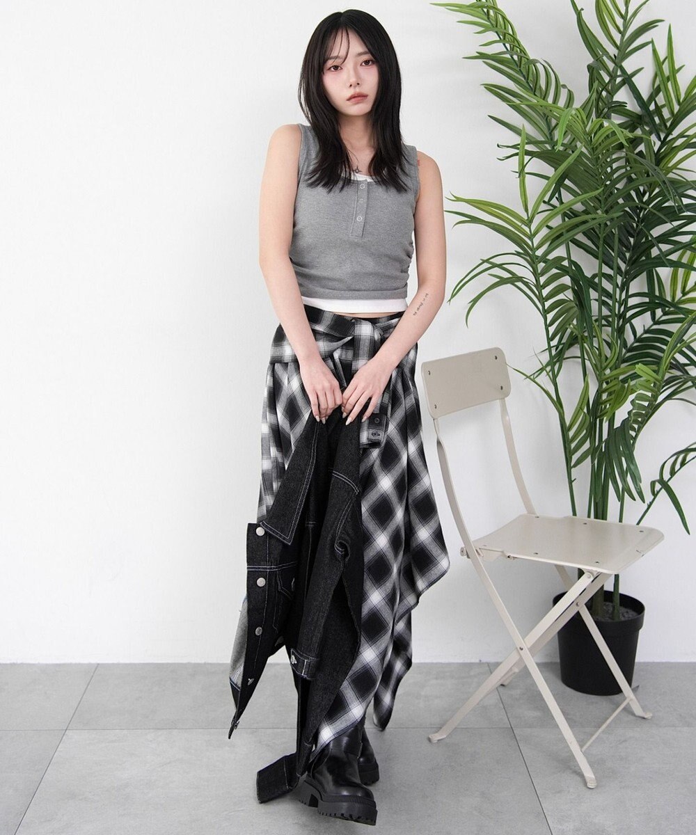 WEGO 【カップ付き】レイヤードデザインカップインタンク 