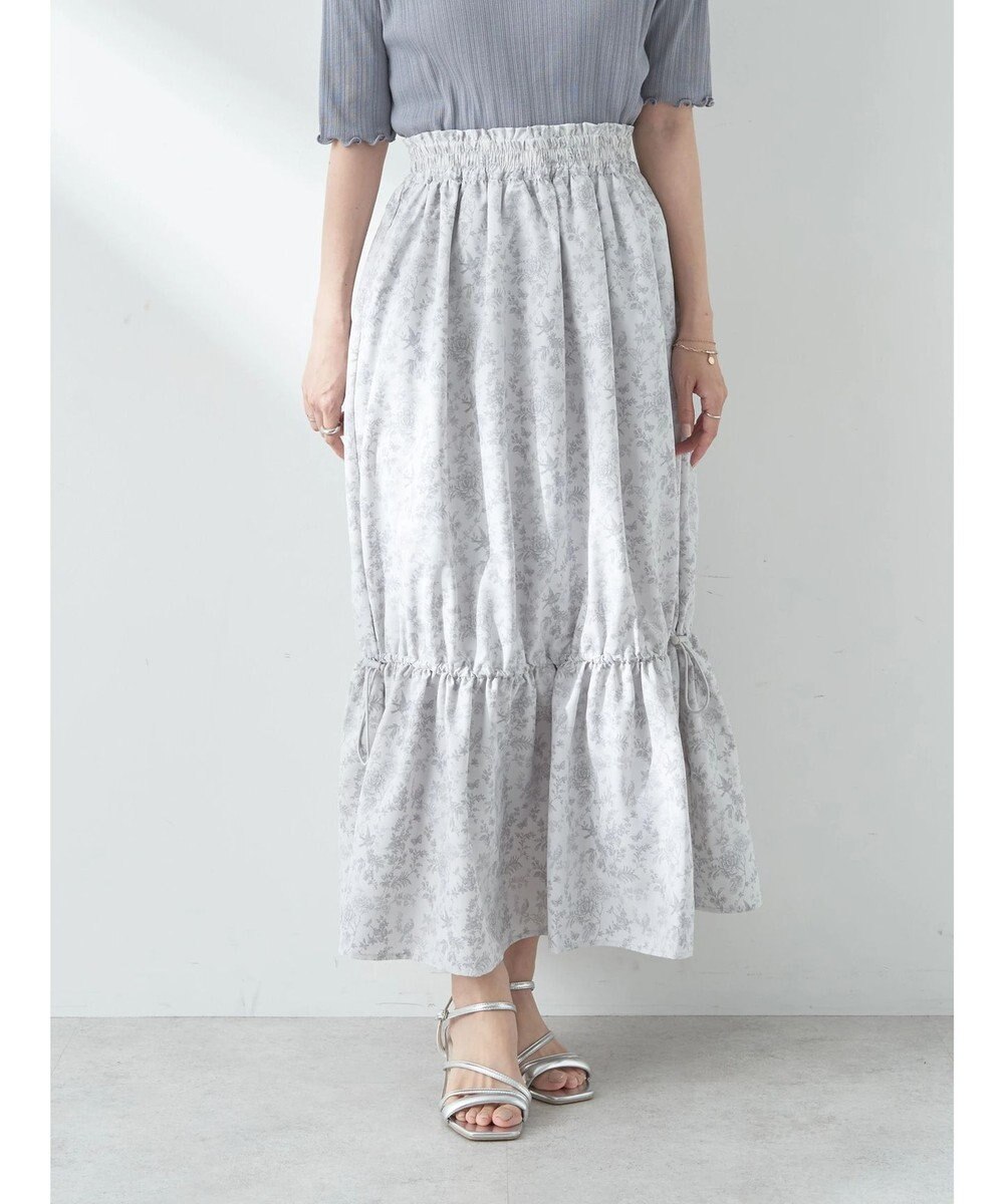 earth music&ecology フラワーティアードテックスカート 
