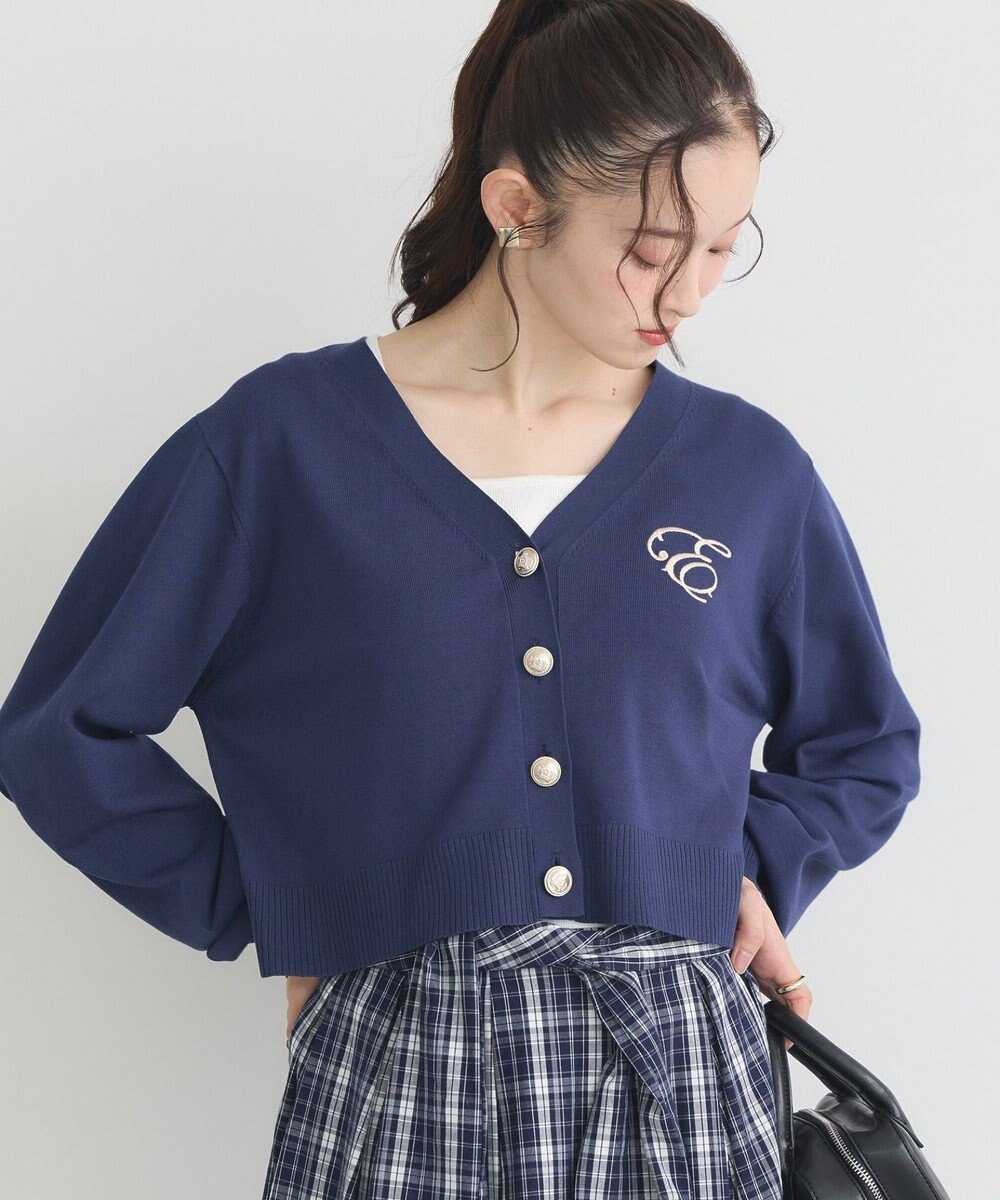 earth music&ecology ロゴ刺繍カーディガン 