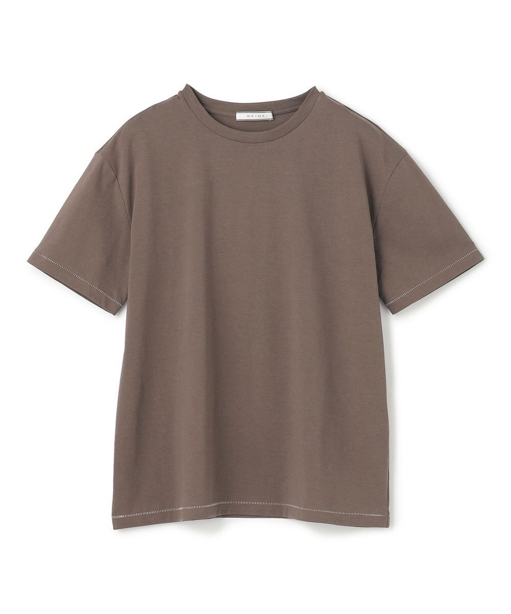 BEIGE， 【洗える】VERONICA / カラーステッチ半袖クルーネックＴシャツ 
