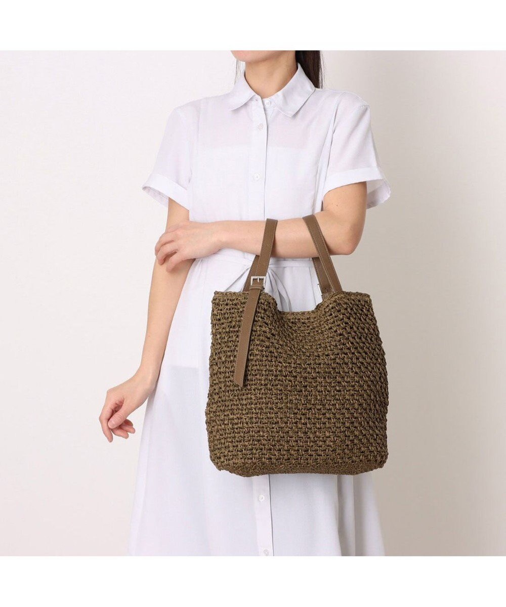 UNBILLION カシュカシュ cachecache / ベルトハンドル地柄編みトート カゴバッグ 