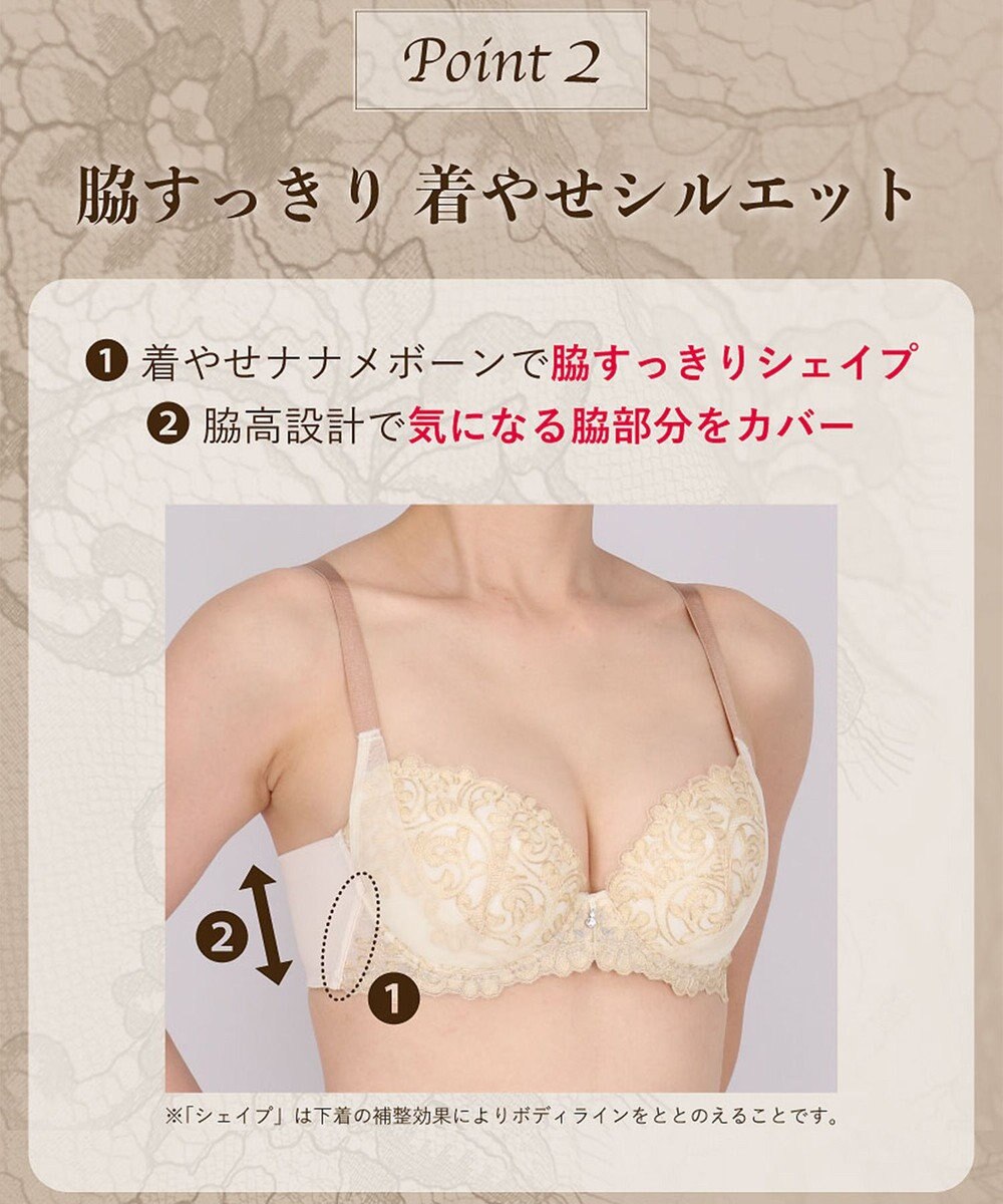 Wing ブラジャー バストを高い位置でキープ 谷間メイク 着やせシルエット 【8000シリーズ】 Gカップまで対応 大きいサイズ PB8000 ウイング／ワコール 