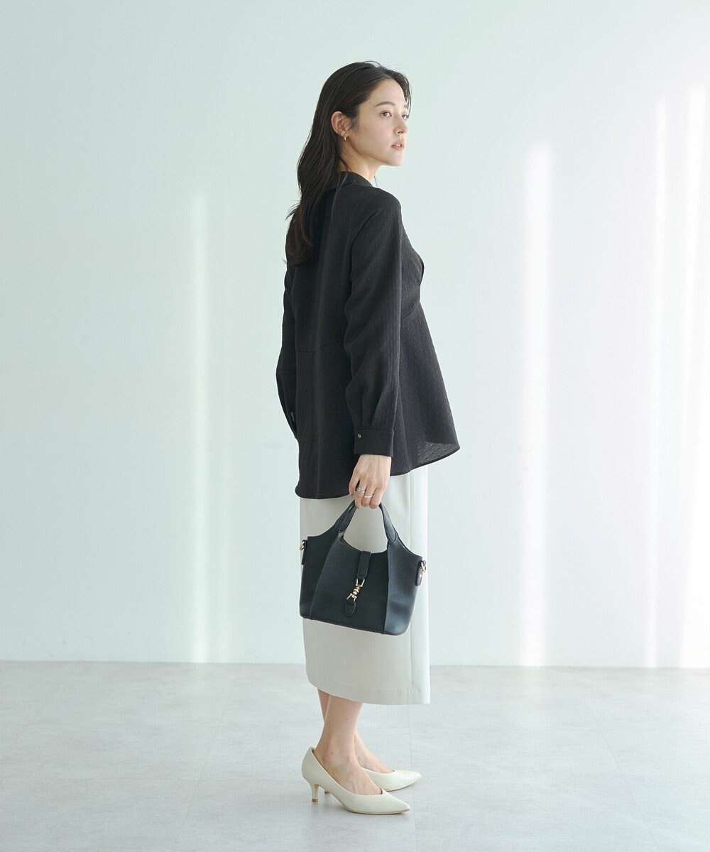 YECCA VECCA パールジャガードペプラムブラウス 