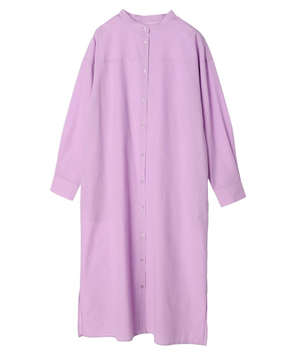 Green Parks 綿麻混バンドカラーシャツワンピース 