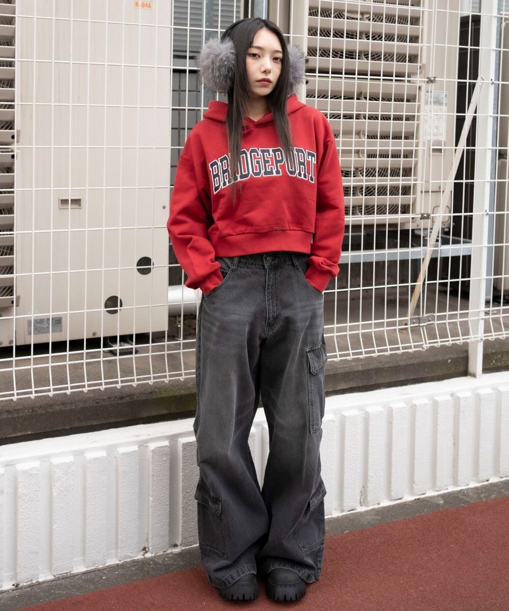 WEGO ロゴショートプルパーカー 