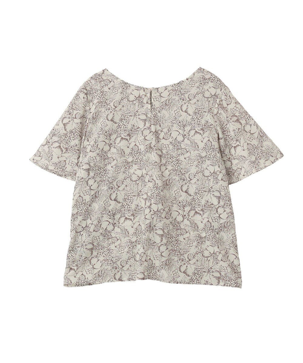 YECCA VECCA ラインフルーツ柄ラッフルブラウス 