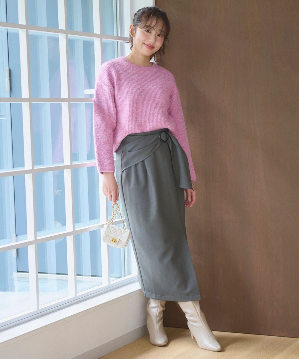 Feroux 【洗える】バックルデザイン タイトスカート 