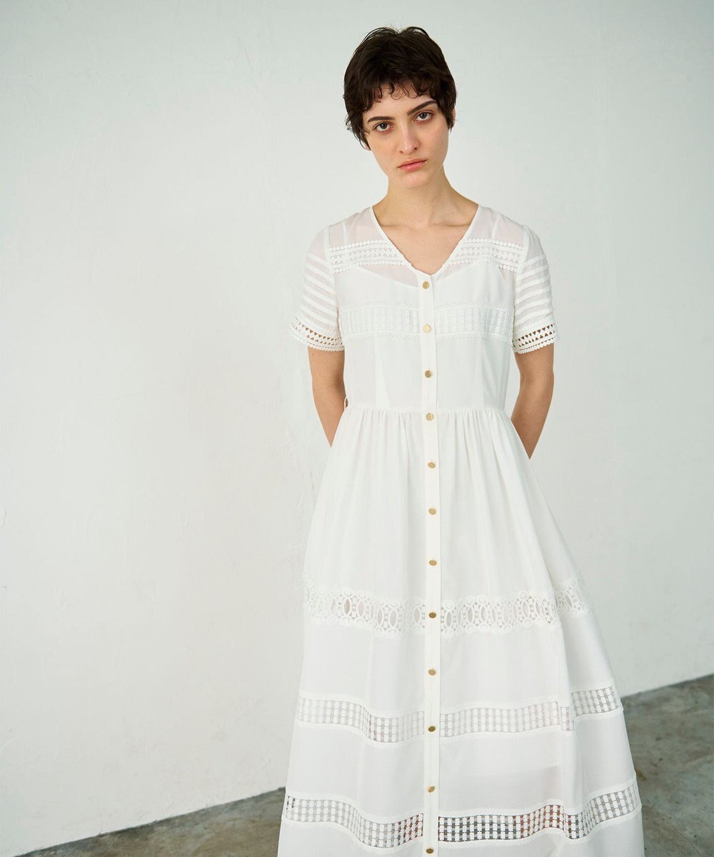 GRACE CONTINENTAL レース切替フレアワンピース 