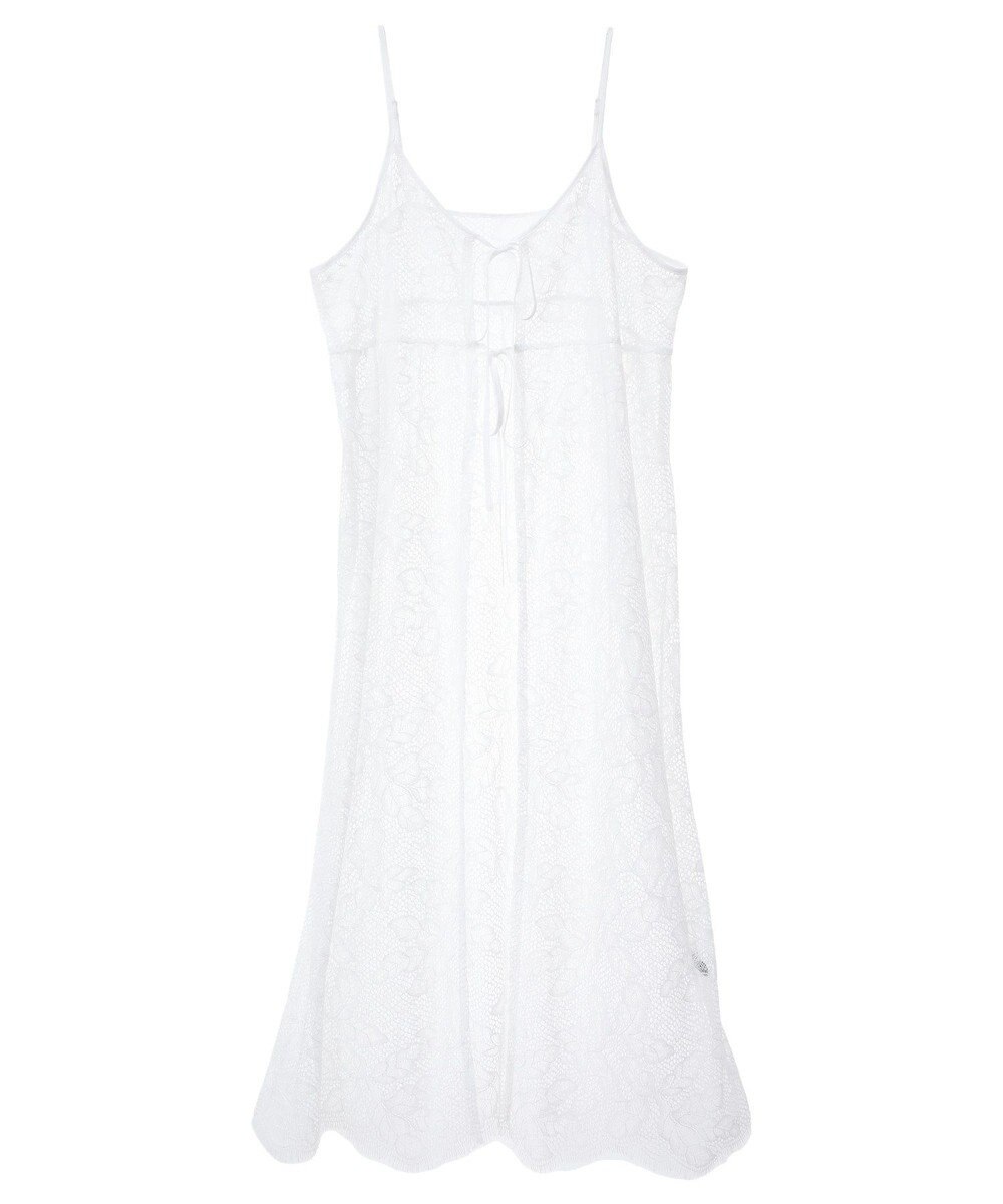 YECCA VECCA リーフ柄レースキャミワンピース 