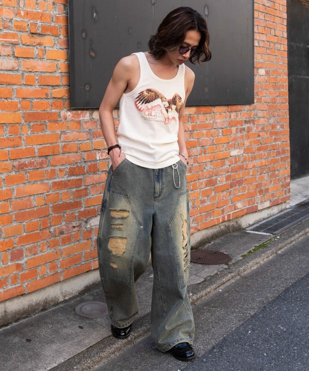 WEGO グラフィックリブタンクトップ 