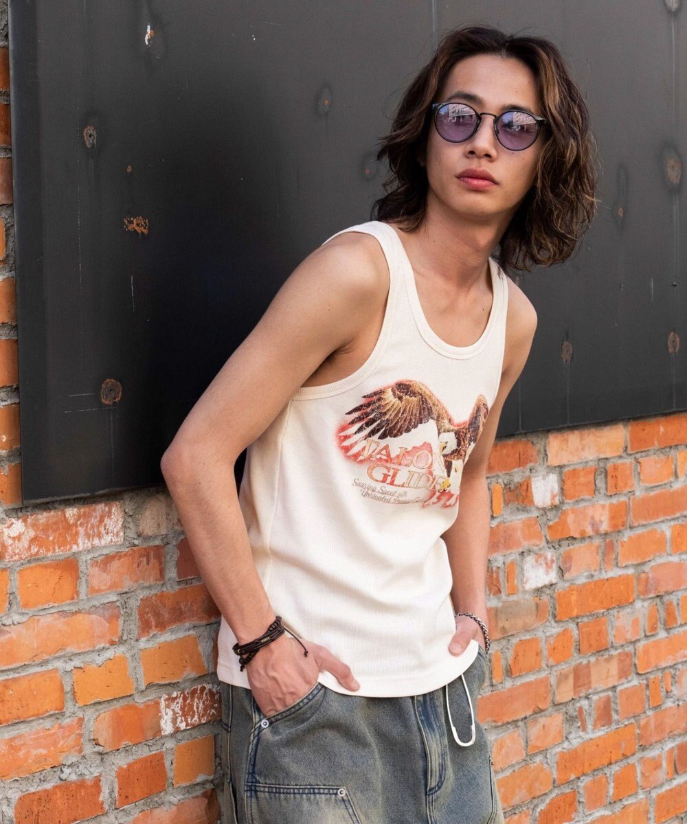 WEGO グラフィックリブタンクトップ 