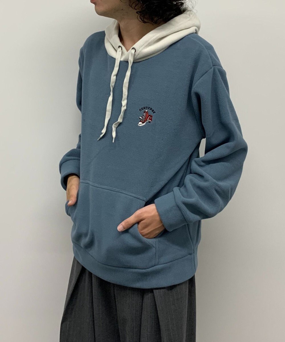 WEGO 【ユニセックス着用ITEM】ワッフルフリースOP刺繍プルパーカー 