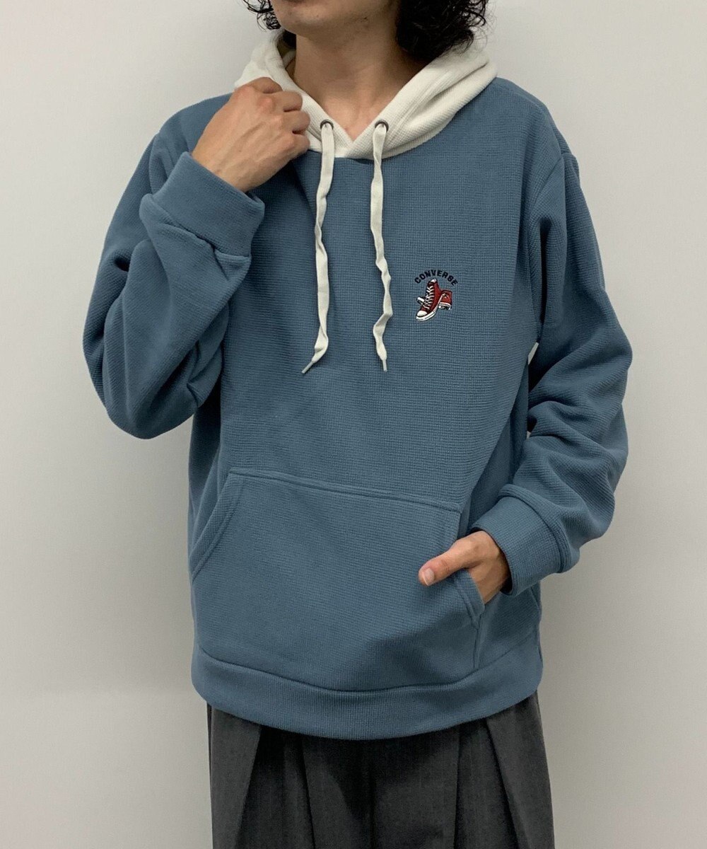 WEGO 【ユニセックス着用ITEM】ワッフルフリースOP刺繍プルパーカー 