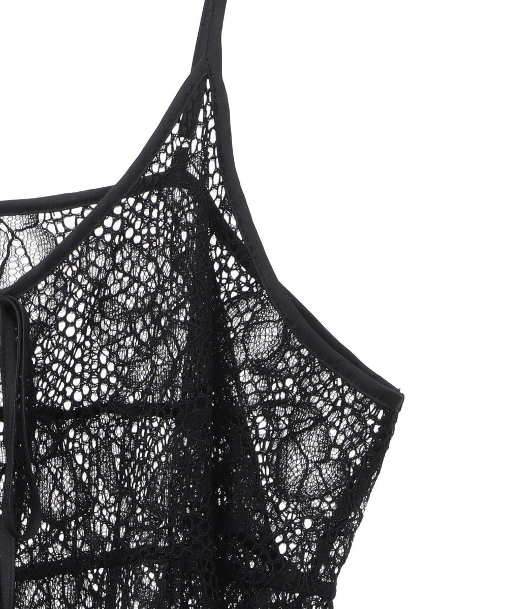 YECCA VECCA リーフ柄レースキャミワンピース 