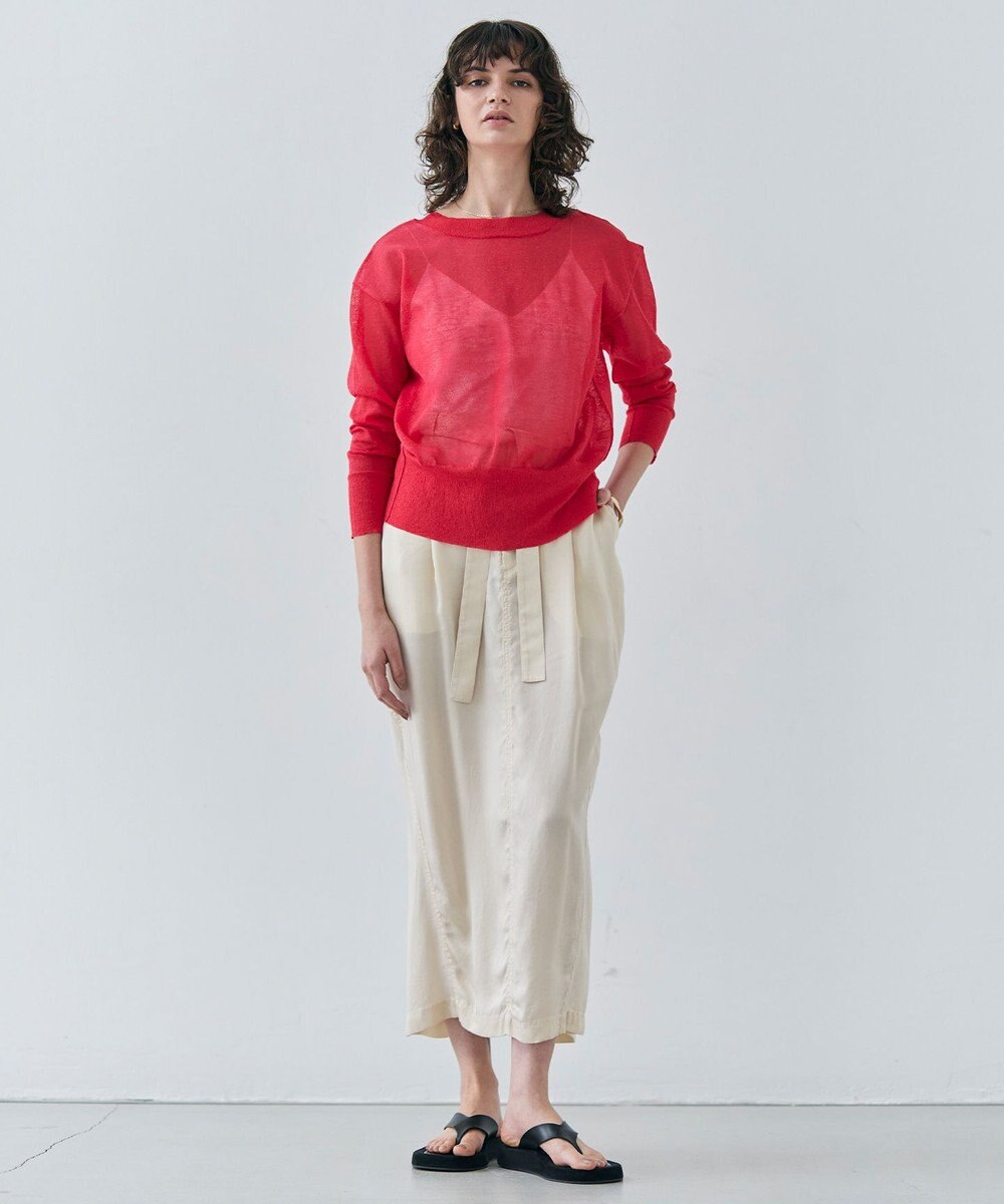 BEIGE， 【洗える】PAWPAW / ウエストリボンタックスカート 