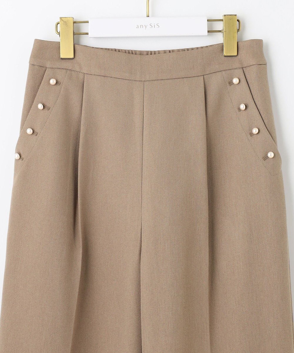 ANY SIS 【美人百花11月号掲載】パール調ポイントツイル パンツ 