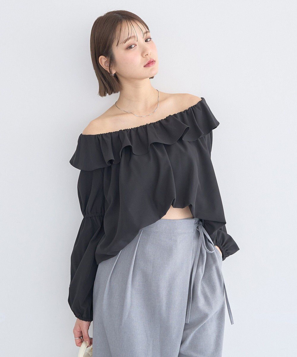 earth music&ecology 2wayオフショルバルーンヘムフリルブラウス 
