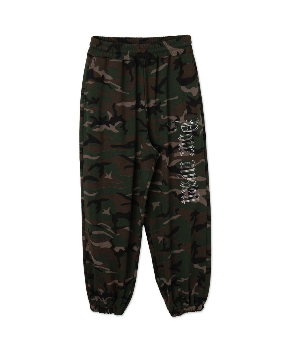 WEGO 【ウエストゴム】ラインストーンロゴスウェットパンツ 