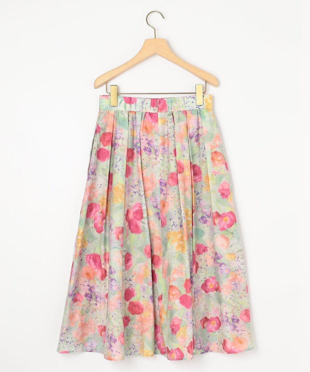 組曲 ピオニーシフォンプリント フレアスカート 