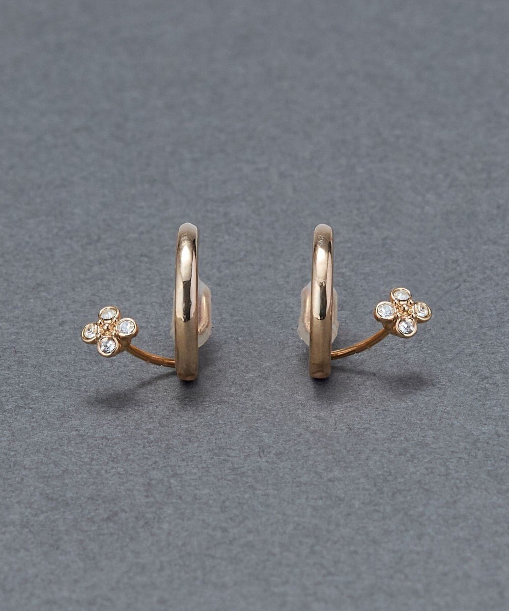 Phoebe 【金属アレルギー対応】【痛くないシリーズ】フラワービジューフロートライトフィットイヤリング　シャンパンゴールド 