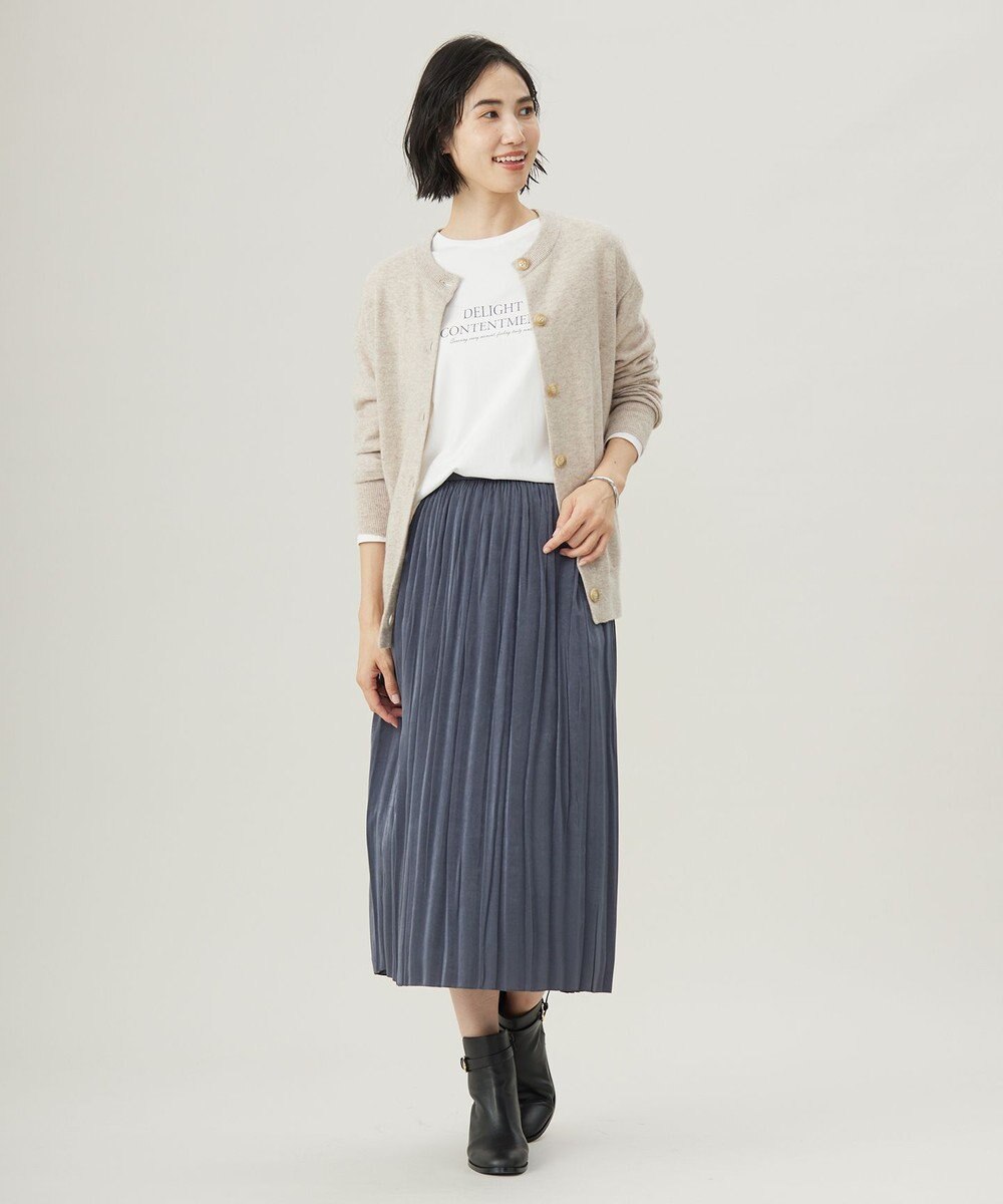 J.PRESS LADIES L 【洗える】マロンサテン ランダムプリーツ スカート 