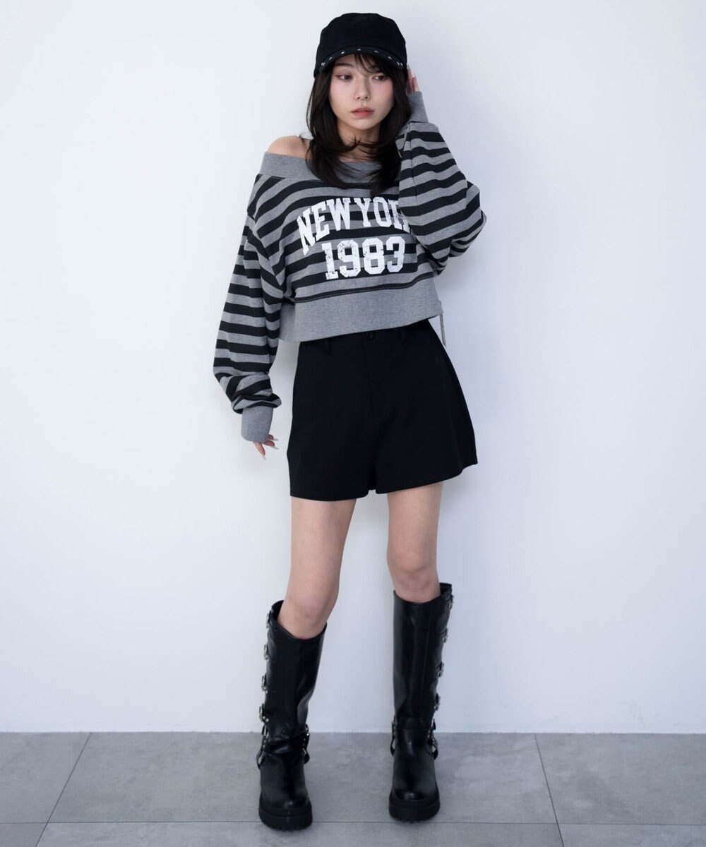 WEGO グラフィックオフショルショートスウェット 