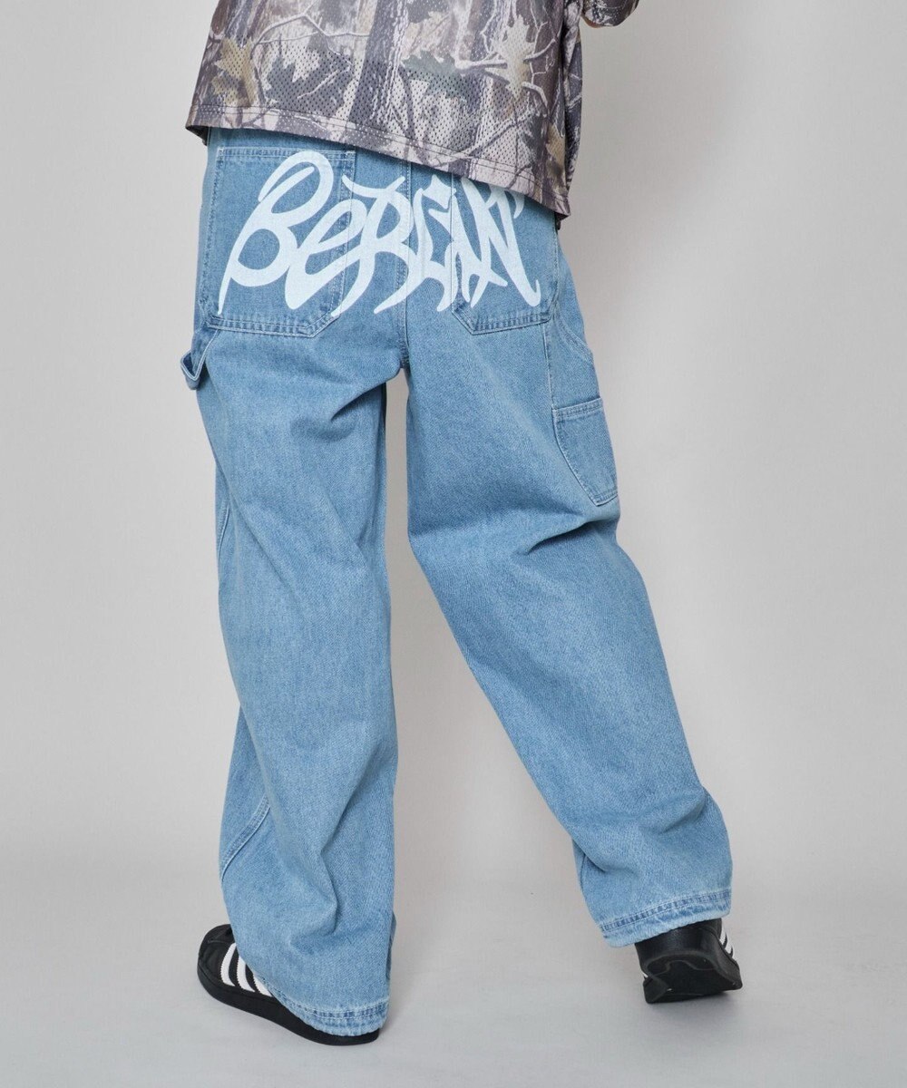 WEGO 【ウエスト紐で調整】イージーペインターグラフィックデニムパンツ 