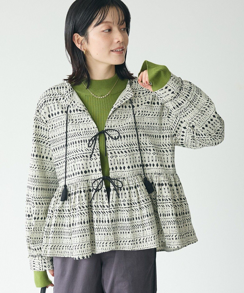 CRAFT STANDARD BOUTIQUE フリンジ紐付ペプラムブラウス 