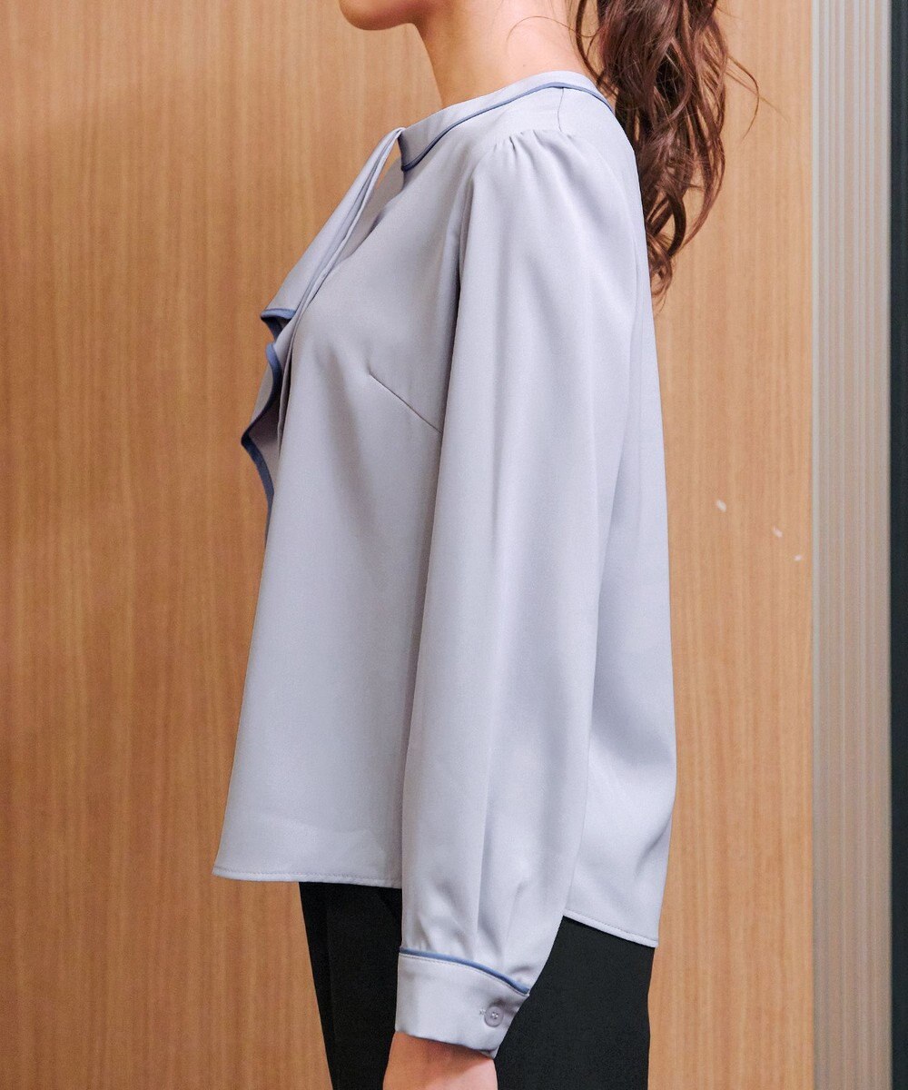 Tiaclasse 【2WAY・洗える】取り外し可能な​配色パイピングボウタイブラウス 