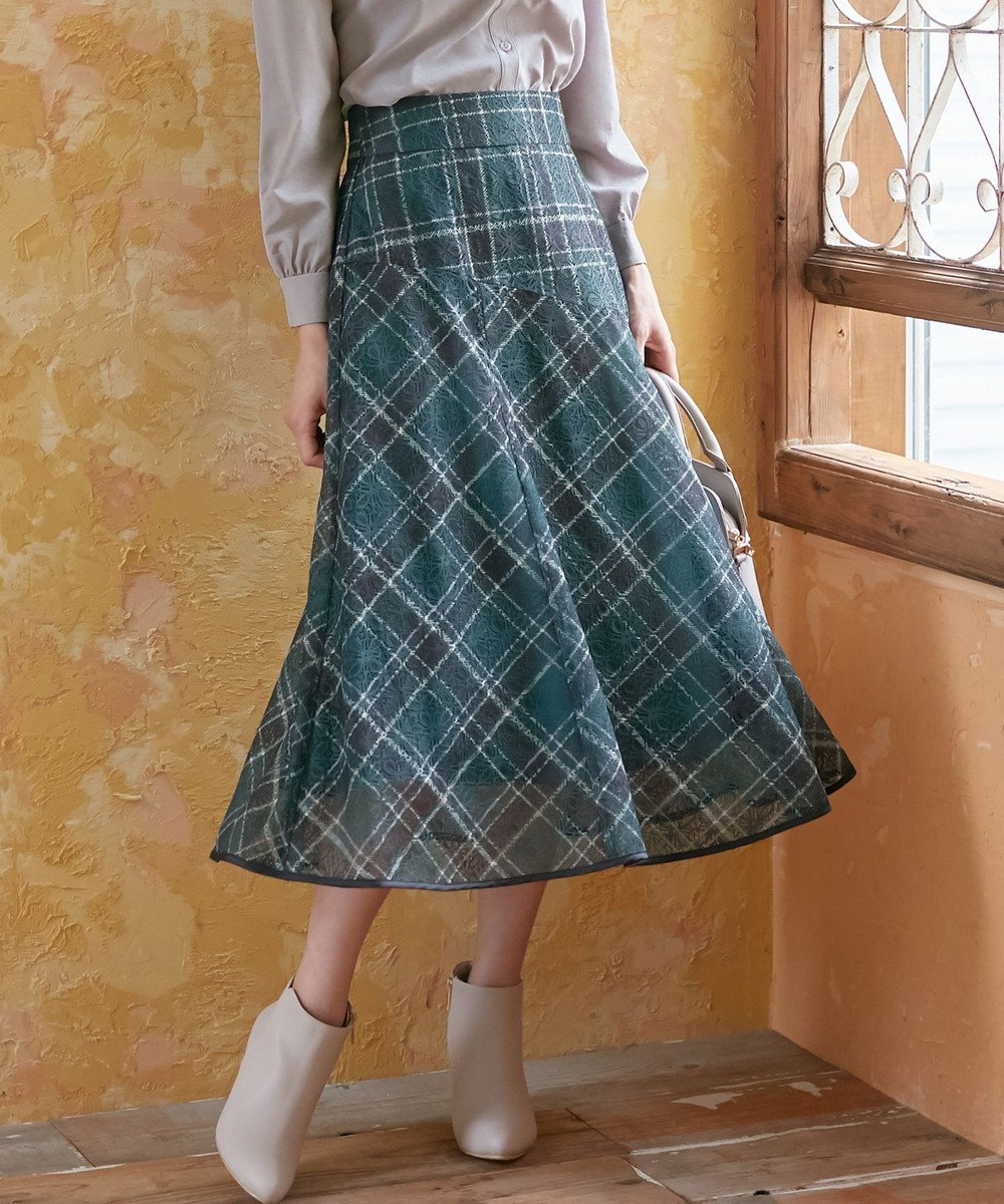 洗える】レースオンチェック スカート any SiS ファッション通販 【公式通販】オンワード・クローゼット