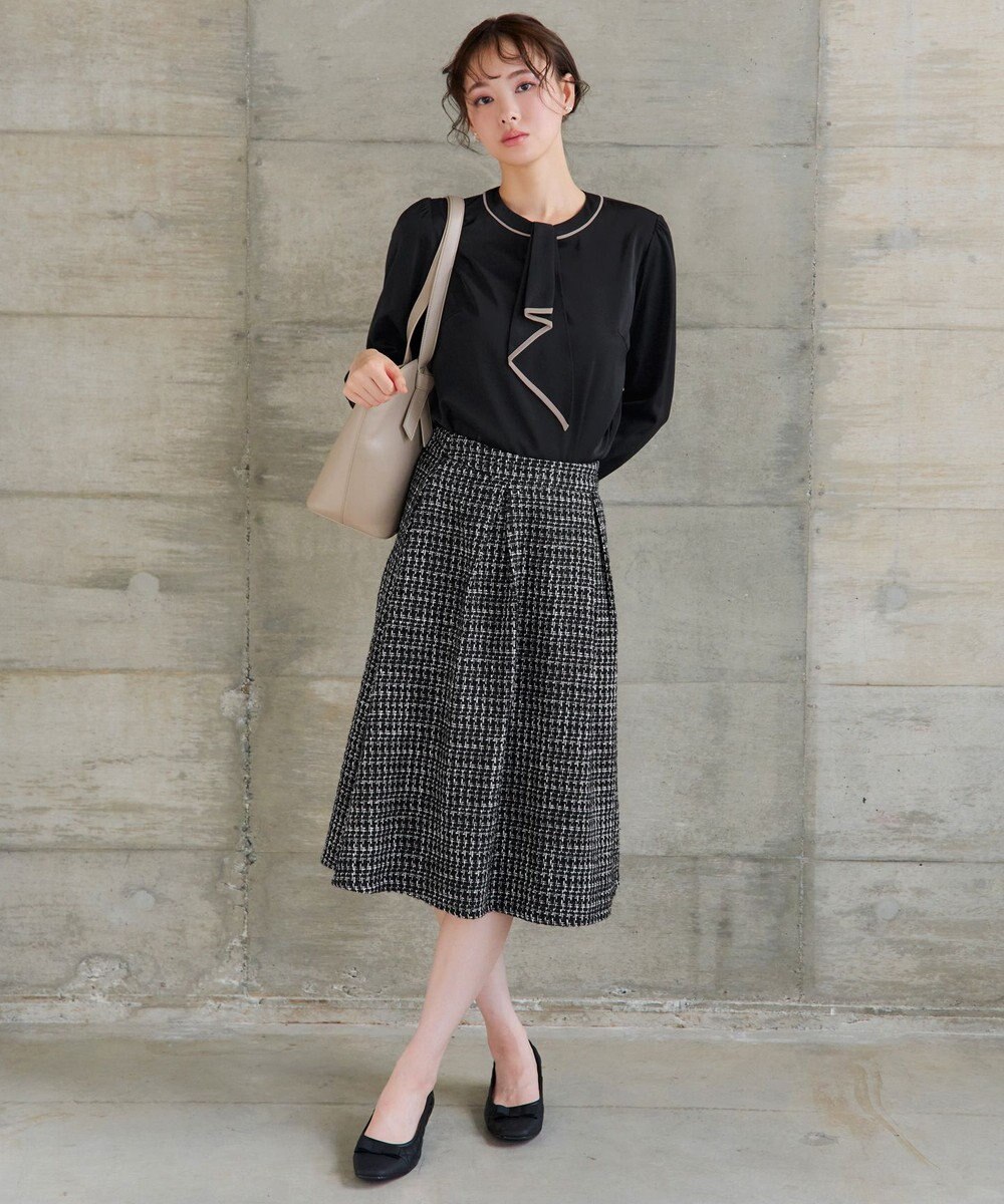 Tiaclasse 【2WAY・洗える】取り外し可能な​配色パイピングボウタイブラウス 