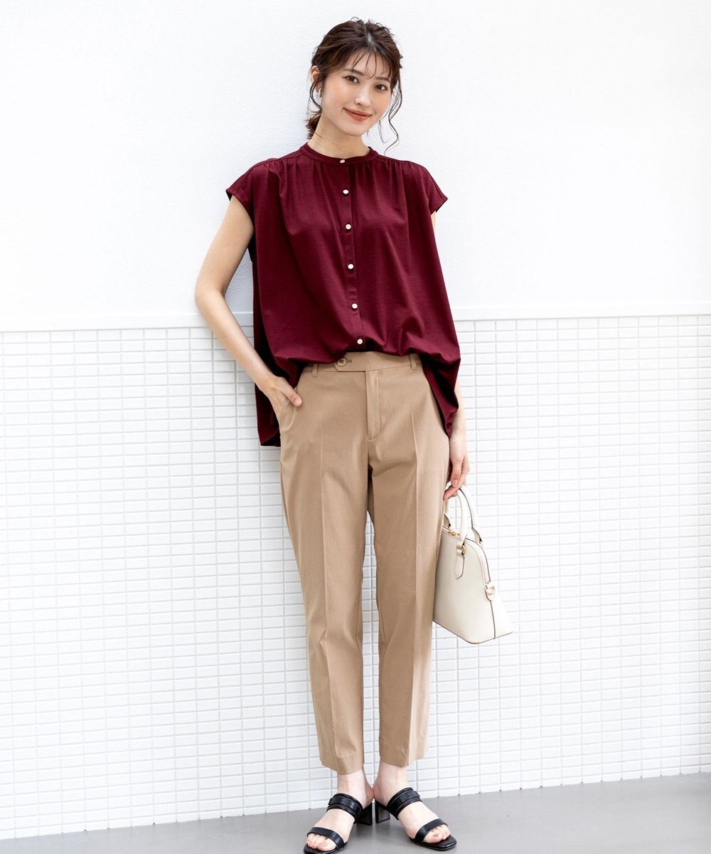 ANY SIS S 【ストレッチ・接触冷感・撥水・UVカット・洗える】エアリーストレッチ テーパードパンツ 