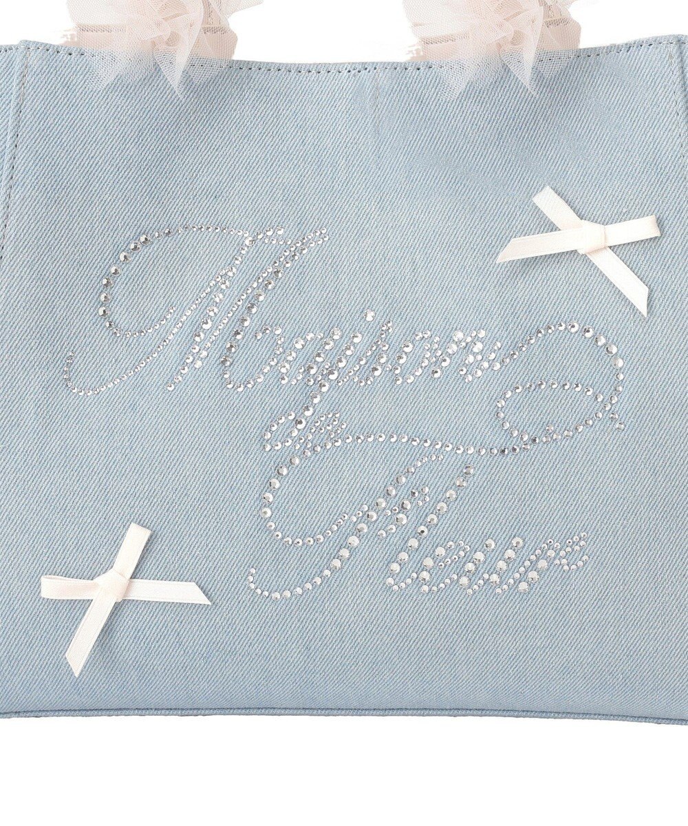 Maison de FLEUR チュールハンドルラインストーンデニムトート 