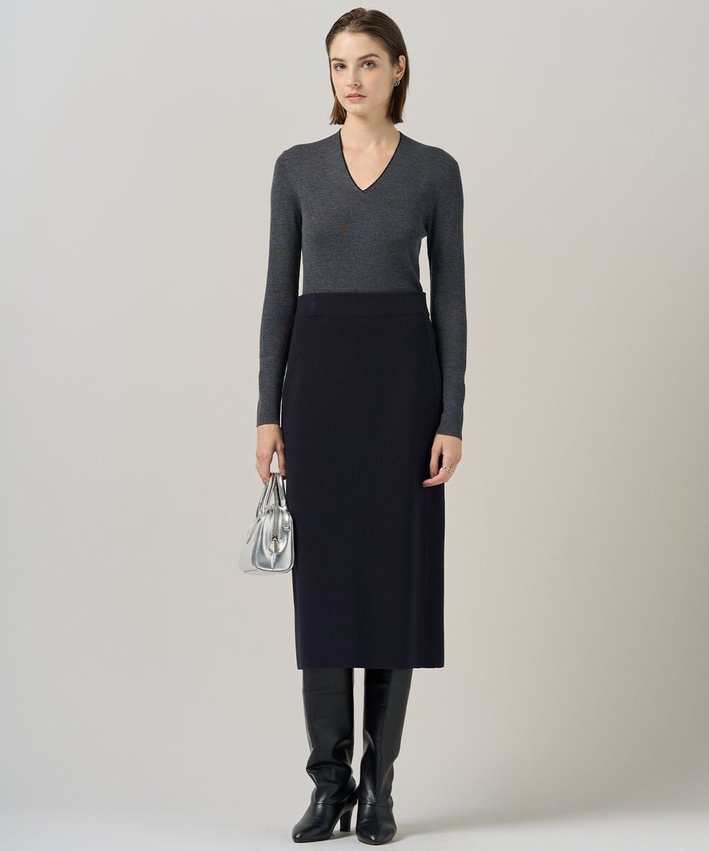 ICB 【新色追加】 エクストラファインメリノリブ Vネックプルオーバー 