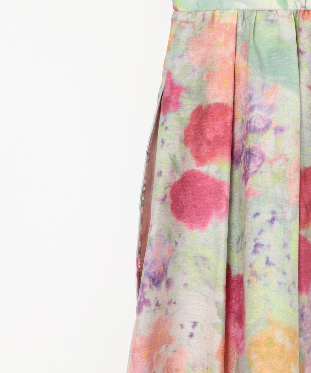 組曲 ピオニーシフォンプリント フレアスカート 