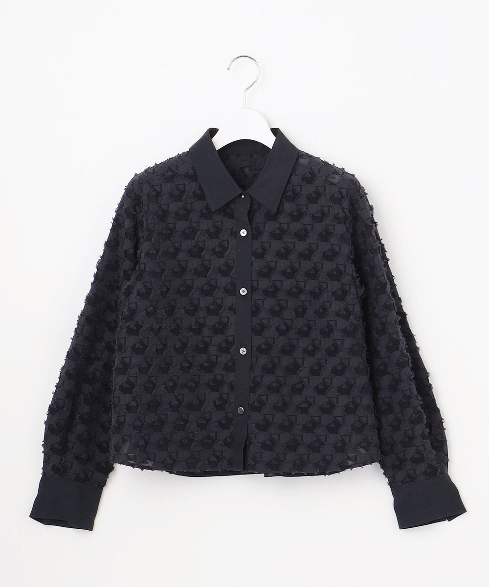 自由区 シアージオメトリックジャカードクロップド丈 ブラウス 