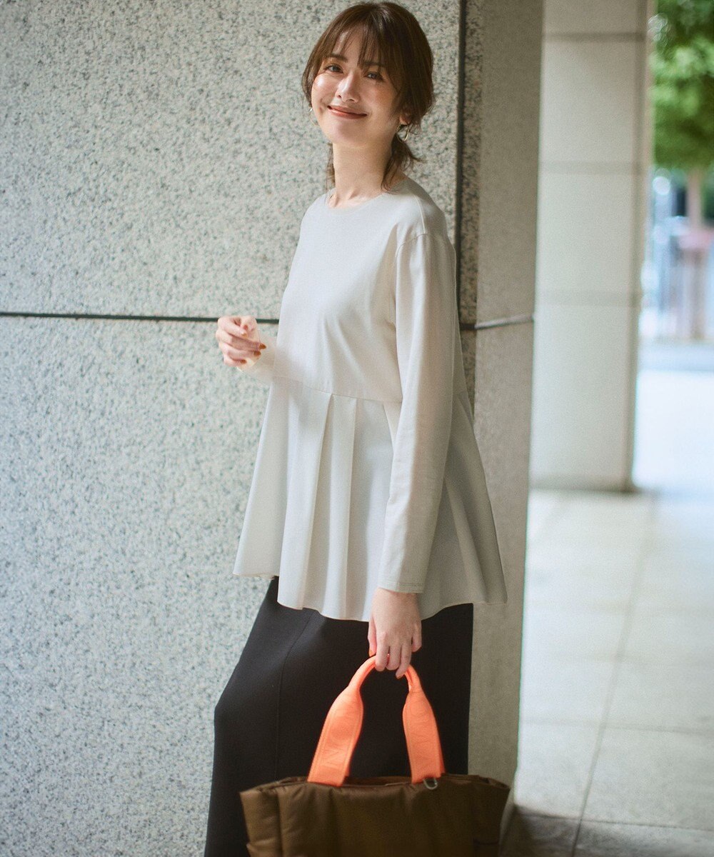 23区 S 【ご好評につき新色追加】ナチュラルコットンベアコンビ ペプラム カットソー 