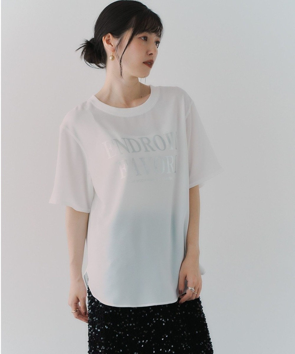 YECCA VECCA 2wayジョーゼット箔プリントTee Off White