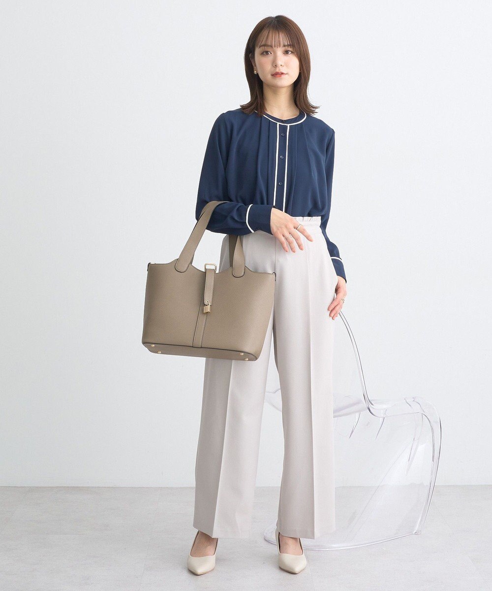 earth music&ecology バイカラータックブラウス 