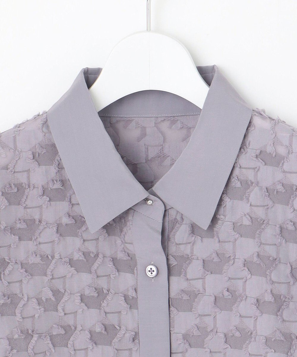 自由区 シアージオメトリックジャカードクロップド丈 ブラウス 