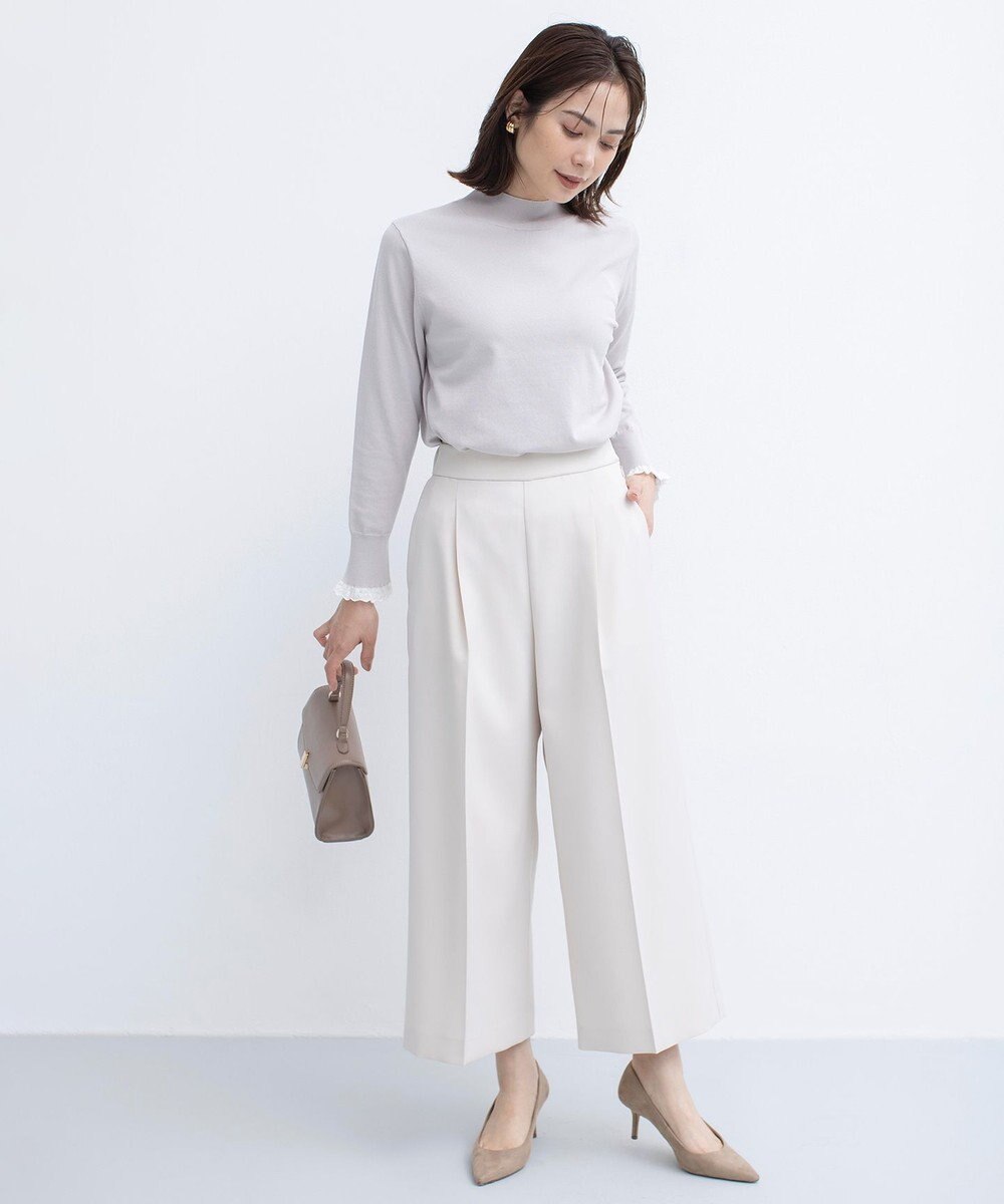 組曲 【美シルエット・ストレッチ・シワになりにくい】オシャクロス ガウチョパンツ 